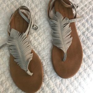 Corso Como Cheryl Fringe Leather Sandal Gray